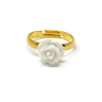 Tiny Petals Stacking Ring ~ White Rose